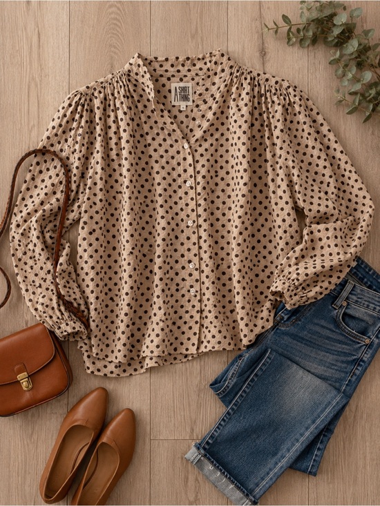 A Shirt Thing Tops - A Shirt Thing Polka Dot Cotton Button Front Blouse Made USA Oversized Large